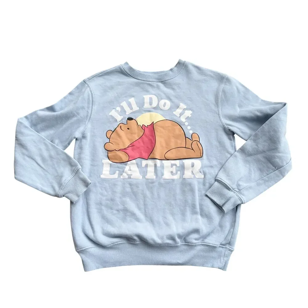 Winnie The Pooh Do it Later Graphic Crewneck Sweatshirt S